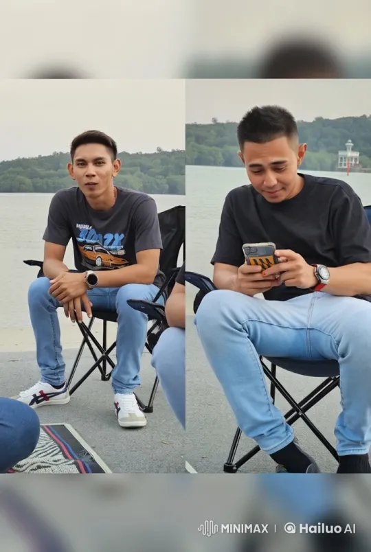 Leisure by the Lakeside: Young Men Enjoy Nature and Technology – AI Generated Video | Hailuo AI