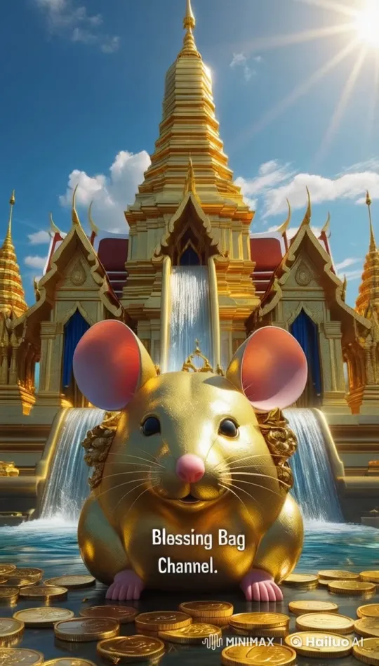 Golden Rat Statue Unleashes Treasure at Glorious Temple – AI Generated Video | Hailuo AI
