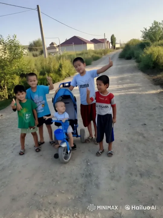 Children's Playful Kung Fu Fight in Village Setting – AI Generated Video | Hailuo AI