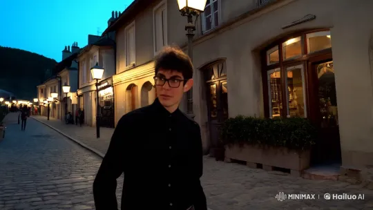 Young Man Enters Cozy Old Bookstore in Twilight Town – AI Generated Video | Hailuo AI