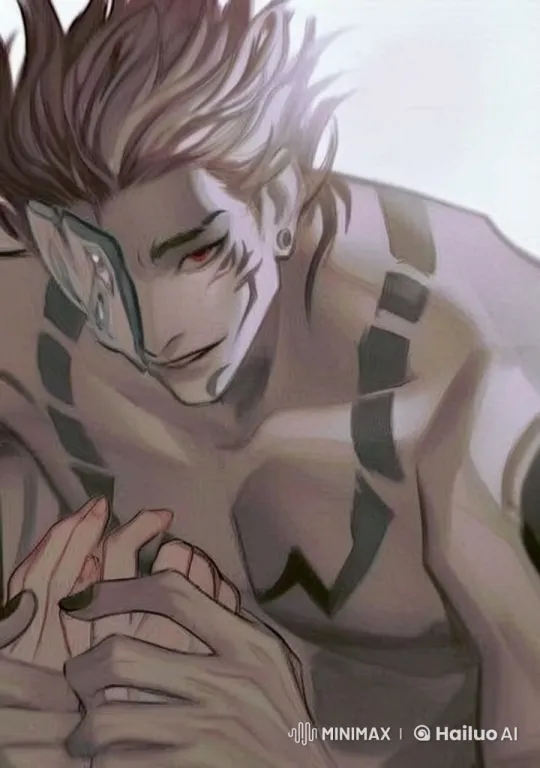 Intimate Moment: Live2D Character with Red Eyes and Black Marks – AI Generated Video | Hailuo AI