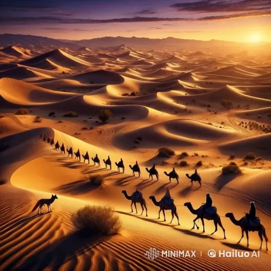 Sahara Desert Panorama with Rolling Dunes and Sky – AI Generated Video | Hailuo AI