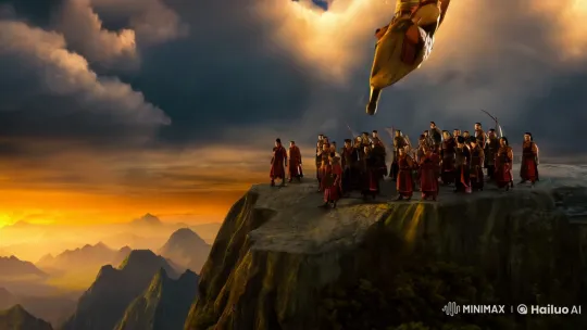 Nezha's Grand Entrance in Majestic Dawn Light – AI Generated Video | Hailuo AI