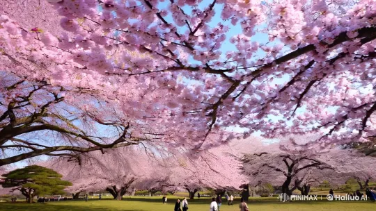 Tranquil Spring Festival Under Cherry Blossoms – AI Generated Video | Hailuo AI