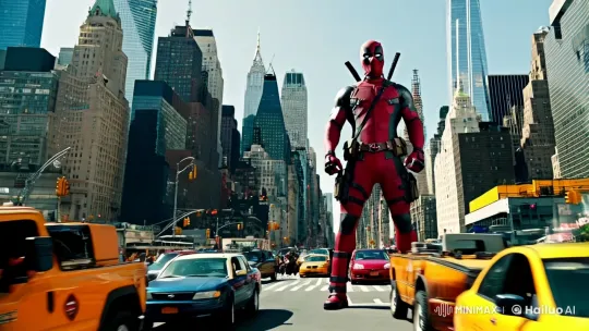 Deadpool Dominates NYC in Dramatic Camera Shot – AI Generated Video | Hailuo AI