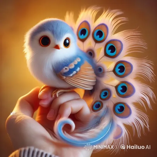 Enchanting Blue-Peach Bird in Joyful Display – AI Generated Video | Hailuo AI