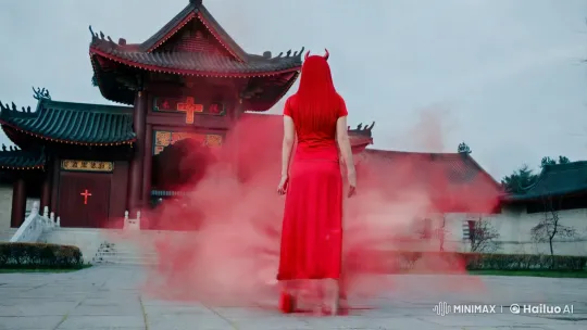 Possessed Chinese Woman Transforms in a Cloud of Red Smoke – AI Generated Video | Hailuo AI