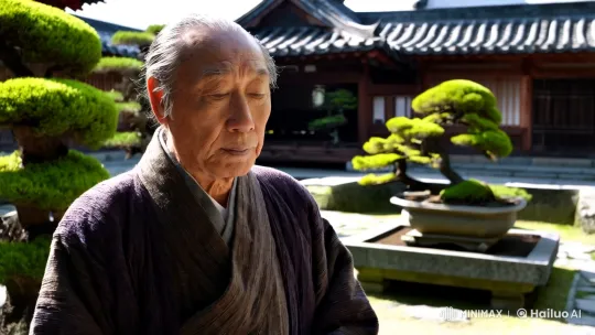 Wisdom in Tranquil Courtyard – AI Generated Video | Hailuo AI