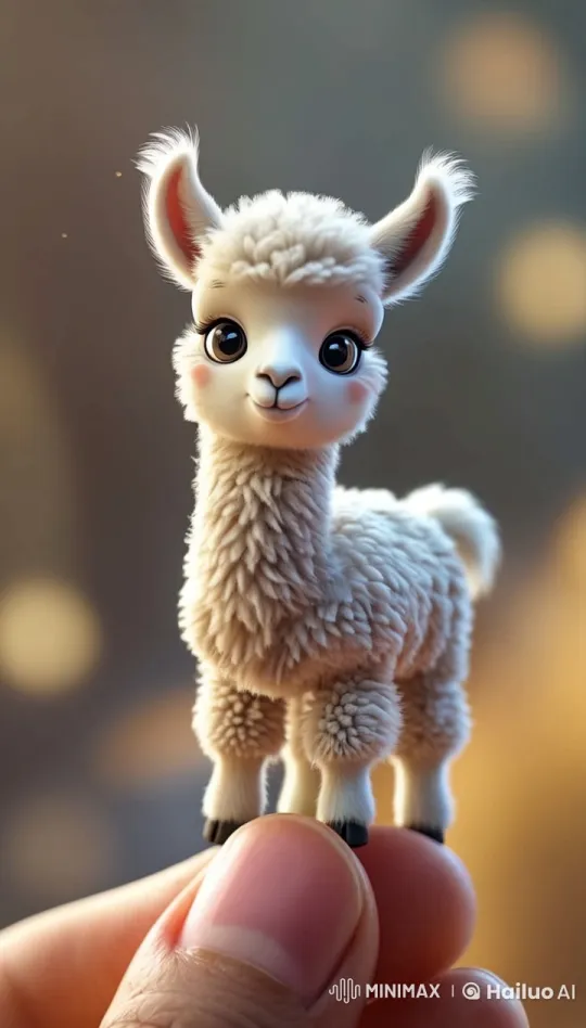 Close-up of a Detailed Live2D Alpaca Figurine – AI Generated Video | Hailuo AI