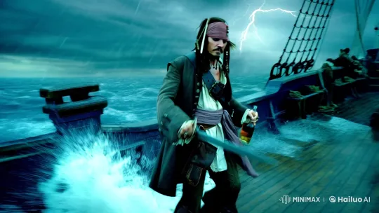 Captain Jack Sparrow Commands the Stormy Seas – AI Generated Video | Hailuo AI