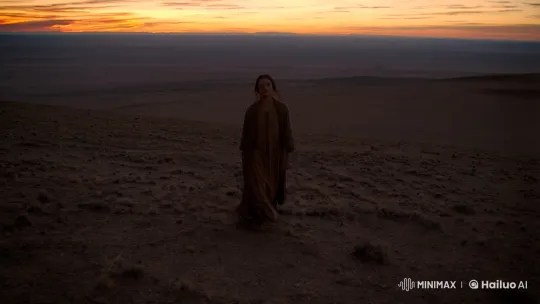 Solitary Figure in Vast Landscape: A Meditation on Scale and Beauty – AI Generated Video | Hailuo AI