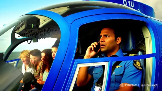 Helicopter Emergency: Tension in Cockpit and Panicked Passengers – AI Generated Video | Hailuo AI