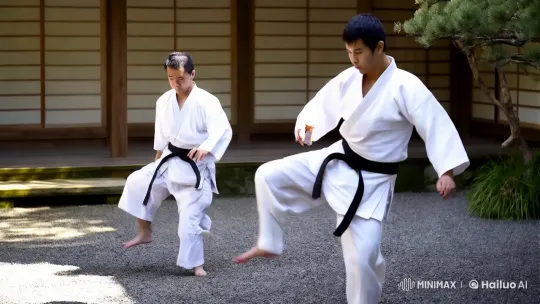 Traditional Martial Arts Display in Serene Dojo Setting – AI Generated Video | Hailuo AI