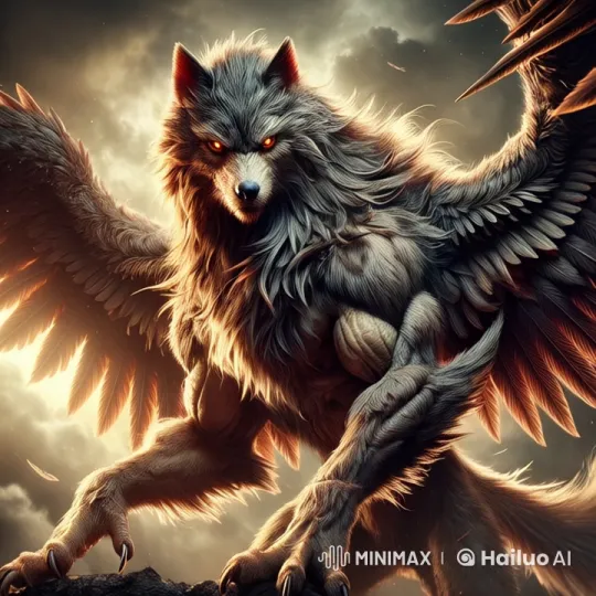Majestic Winged Wolf Showcases Dominance in Stormy Live2D Scene – AI Generated Video | Hailuo AI