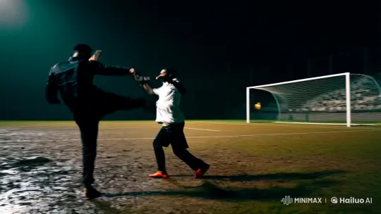 Stunning Kung Fu Duel on Urban Football Pitch – AI Generated Video | Hailuo AI