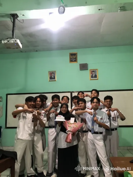 High School Students Celebrate with Martial Arts in Live2D Classroom – AI Generated Video | Hailuo AI