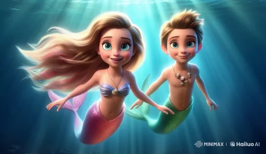 Enchanting Mermaids Gracefully Swim in a Magical Underwater Scene – AI Generated Video | Hailuo AI