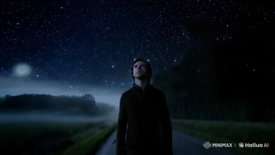 Solitary Gabriel Ponders Under Nocturnal Sky – AI Generated Video | Hailuo AI