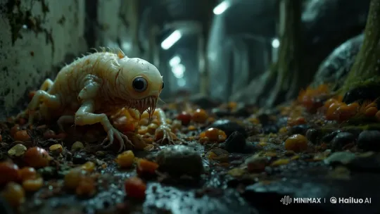 Mysterious Creature Evades in Shadowy Tunnel – AI Generated Video | Hailuo AI