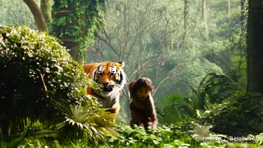 Child and Tiger Engage in Lethal Jungle Chase – AI Generated Video | Hailuo AI
