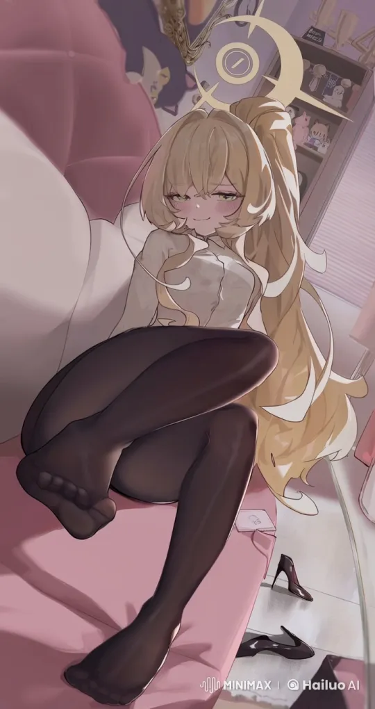 Live2D Animation: Cozy Room, Blonde Girl Relaxing on Couch – AI Generated Video | Hailuo AI