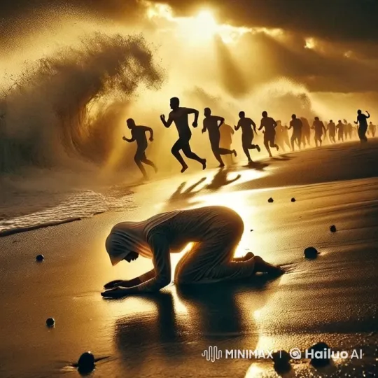 Prayer Amidst Chaos: A Woman's Devotion Amidst Flood Threat – AI Generated Video | Hailuo AI