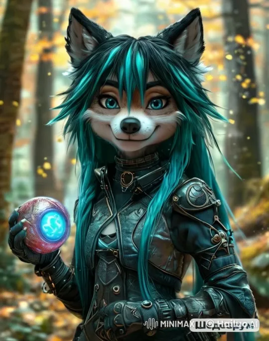 Futuristic Cat-Eared Character in Autumn Forest with Glowing Orb – AI Generated Video | Hailuo AI