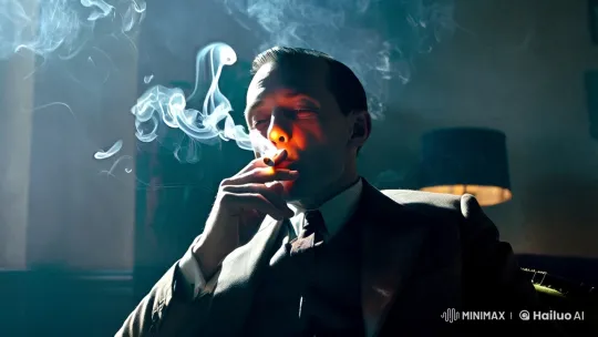Contemplative Man in Smoke-Filled Room – AI Generated Video | Hailuo AI