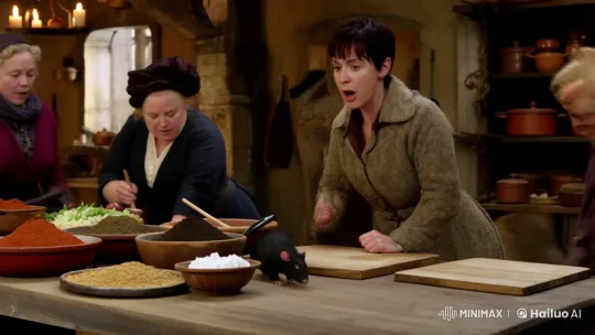 Woman Leads Kitchen Defense Against Rats Invasion – AI Generated Video | Hailuo AI