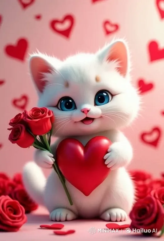 Cute Cat Winking with Hearts in Live2D Animation – AI Generated Video | Hailuo AI