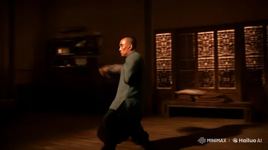Dynamic Kung Fu Master Tracking Shot in Dojo – AI Generated Video | Hailuo AI