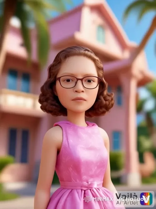 Live2D Animation: Character Walks in Front of Pink House – AI Generated Video | Hailuo AI