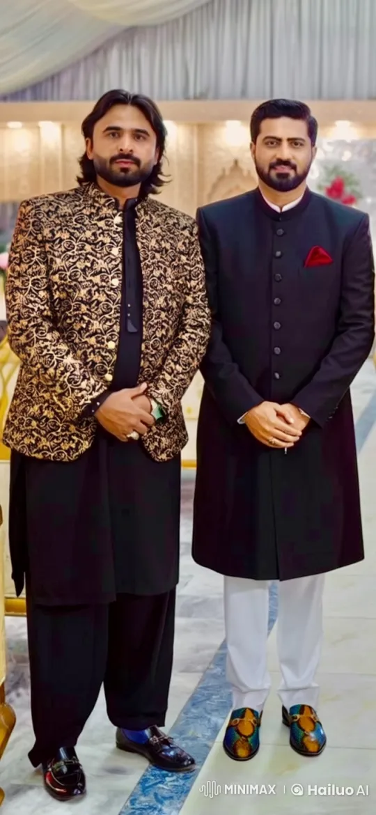 Formal Event: Two Elegantly Dressed Men in Luxury Setting – AI Generated Video | Hailuo AI