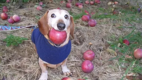 Dog Surprised by Exploding Cats in Apple Orchard – AI Generated Video | Hailuo AI