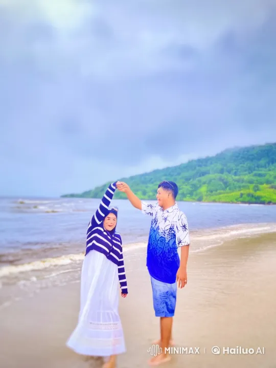 Couple's Joyful and Romantic Beach Moment – AI Generated Video | Hailuo AI