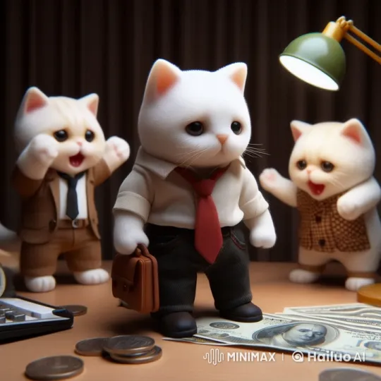 Sad Cat Mocked by Teasing Business Cats in Live2D – AI Generated Video | Hailuo AI