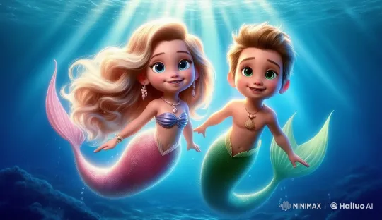 Enchanting Mermaids Dance in Live2D Underwater Scene – AI Generated Video | Hailuo AI