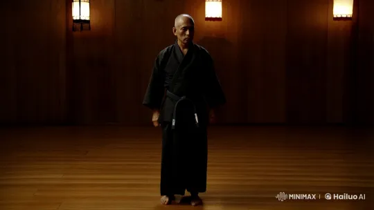 Master's Martial Arts Demonstration in Dojo – AI Generated Video | Hailuo AI