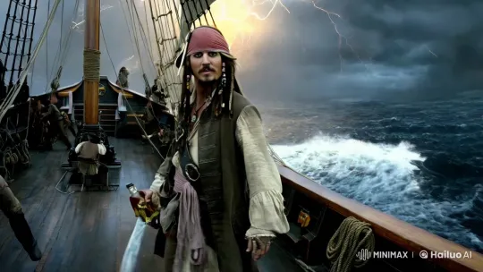 Captain Jack Sparrow Commands Stormy Seas – AI Generated Video | Hailuo AI