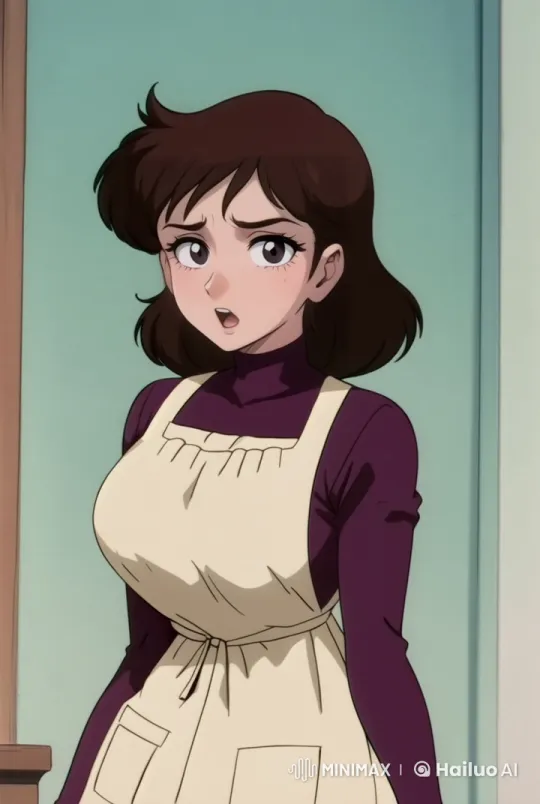 40-Year-Old Woman in Nostalgic Anime Hallway – AI Generated Video | Hailuo AI