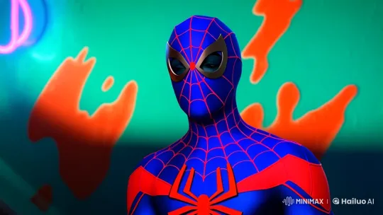 Cyberpunk Spider-Man: Vibrant Static and Dynamic Tracking Shots – AI Generated Video | Hailuo AI