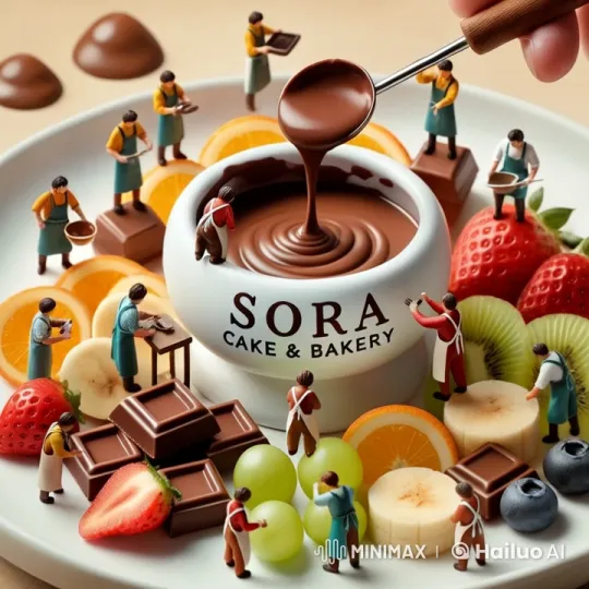 Miniature Bakery Scene: Animated Chocolate Fondue Activity – AI Generated Video | Hailuo AI