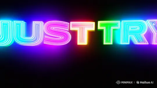 Vibrant 'Just Try' in Darkness with Dynamic Camera Work – AI Generated Video | Hailuo AI