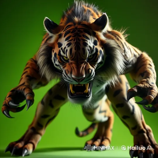 Fierce Tiger-Like Monster Charges in Live2D Animation – AI Generated Video | Hailuo AI