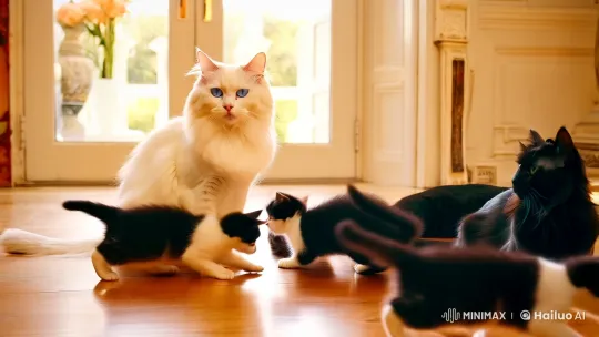 British Shorthair Cats Grace Elegant Room – AI Generated Video | Hailuo AI