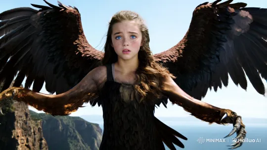 Teen Girl Partially Transforms into an Eagle on Cliff – AI Generated Video | Hailuo AI
