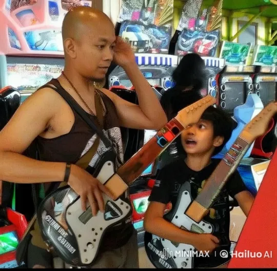 Arcade Guitarists Transform into Kung Fu Fighters – AI Generated Video | Hailuo AI