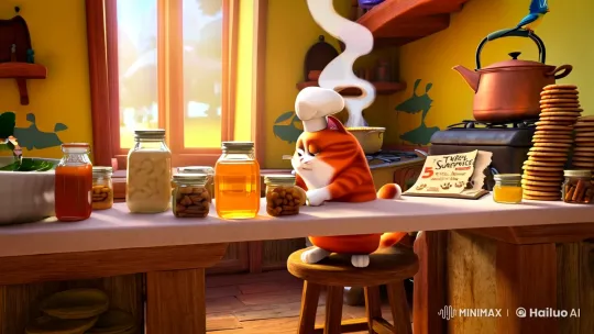 Feline Chef Crafts 'Turkey Surprise' in Whimsical Kitchen – AI Generated Video | Hailuo AI
