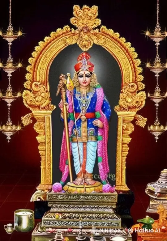 Divine Celebration: Muruga Statue with Radiant Atmosphere – AI Generated Video | Hailuo AI