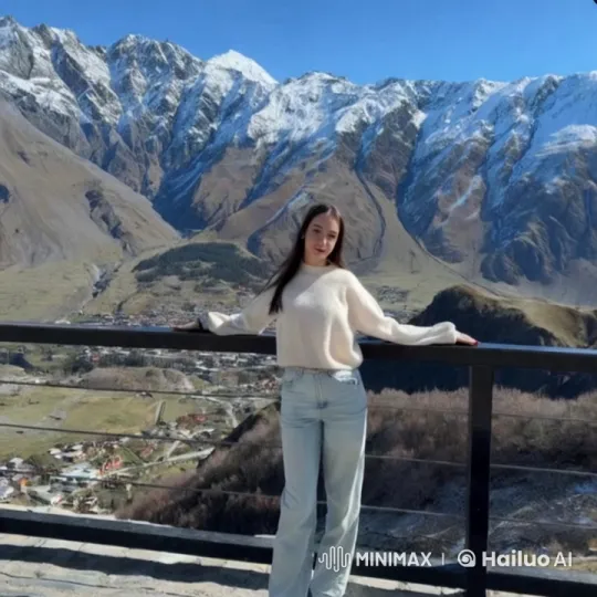 Woman Exercising in Majestic Mountain Scenery – AI Generated Video | Hailuo AI